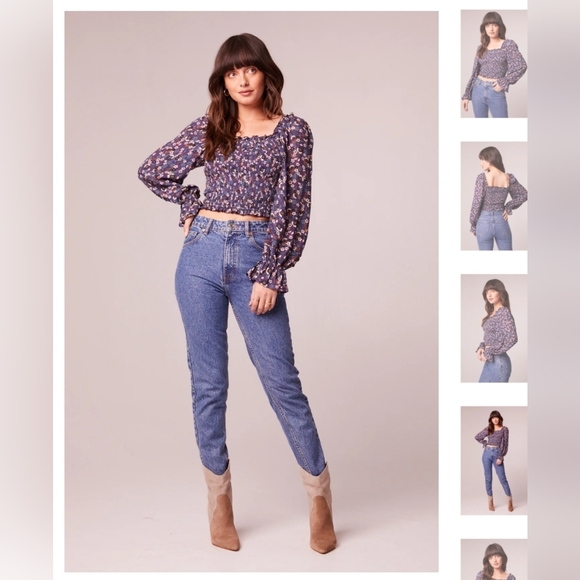 NWT AGATHE PURPLE FLORAL SMOCKED TOP Size M Brand new never worn - Picture 5 of 7